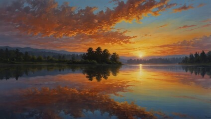  A poem that captures the essence of a serene sunrise over a tranquil lake, painting vivid imagery with words ai-generated
