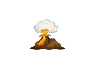 Vector illustration of a cartoon erupting volcano