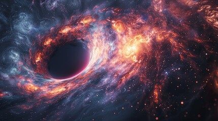 Fototapeta premium Enigmatic Ultra HD Black Hole Silhouette with Cosmic Rays - Deep Colors and Copy Space for Design Focus