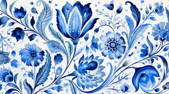 Paisley watercolor floral pattern designs