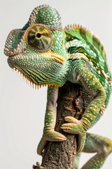 Obraz premium A colorful chameleon perched on a branch, ready to adapt its surroundings