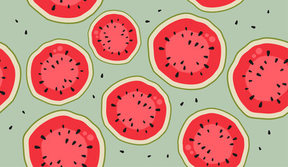 Cute watermelon fruits pattern background vector design