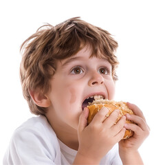 child eating sandwich