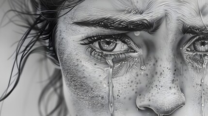 Obraz premium A Captivating Portrait of Profound Emotional Anguish and Solitary Grief