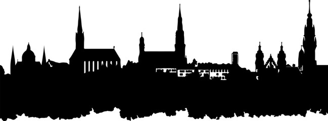Obraz premium Black vector silhouette of the skyline of Munich