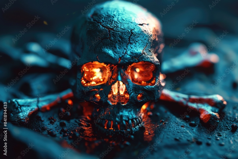 Aufkleber A detailed shot of a skull with a crossbones symbol, perfect for representing danger or mortality in various contexts