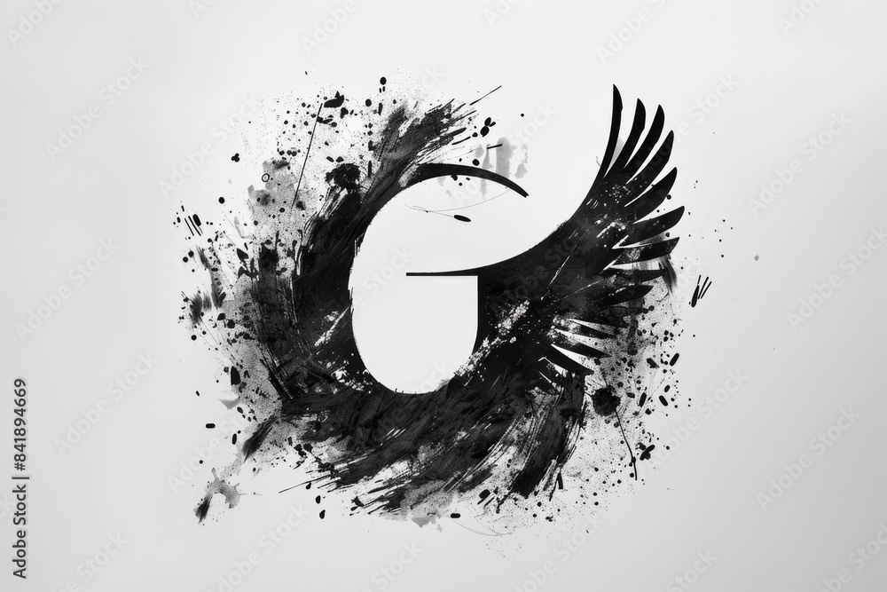 Poster a simple illustration of a bird in grayscale tones