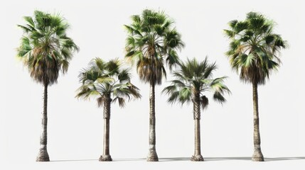 Obraz premium A group of palm trees set against a plain white background
