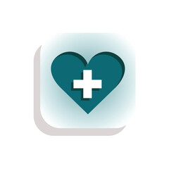 3d healthy icon image of heart and plus sign with shadow. modern design style. Suitable for use in medicine, UI, web, etc. vector template design