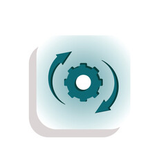 3d wheel gears with a circle of arrows on the outside. flat design style. suitable for machines, refreshes, web icons. vector design template