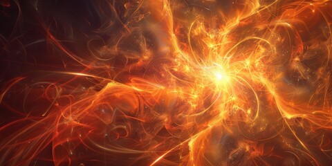 Immerse yourself in the captivating beauty of a golden spiral fractal, filled with mesmerizing abstract movements and dynamic light, creating a cosmic energy display that enchants the senses