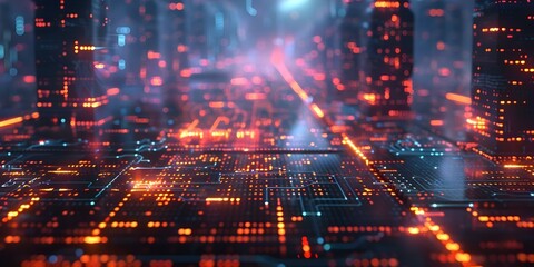 Fototapeta premium Digital art showcases complex code layers integral to software development and scripting. Concept Digital Art, Coding Layers, Software Development, Scripting, Complex Art Integration