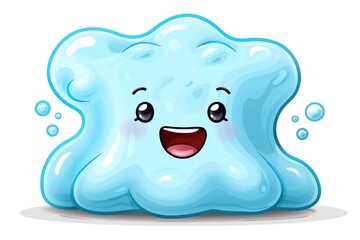 A happy blue blob cartoon character with a joyful expression and cheerful vibe that brings a sense of fun and energ