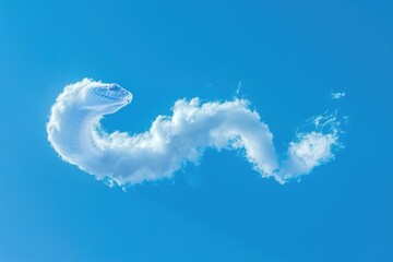 Fototapeta premium A rare and unusual atmospheric phenomenon with a cloud resembling a snake's shape, suitable for use in weather or nature-related contexts