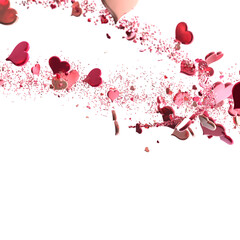 realistic isolated heart confetti on the transparent background for decoration and covering.
