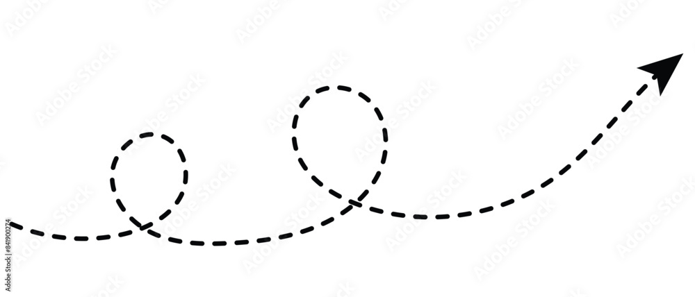 Canvas Prints curved dotted arrow. zigzag arrow stripes design with dotted lines. dashed line arrow. hand drawn da