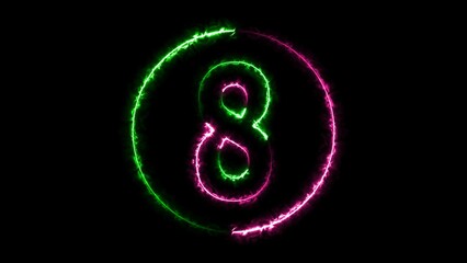  number eight glowing neon sign  