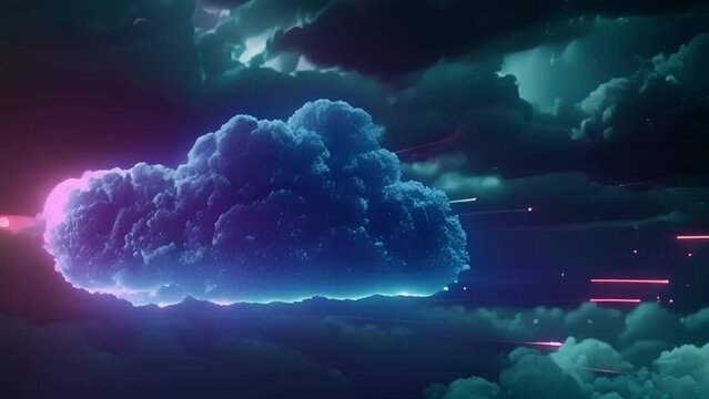A cloud with various data points floating inside connected by arrows indicating the flow of information symbolizing the cloudbased integration of healthcare data.
