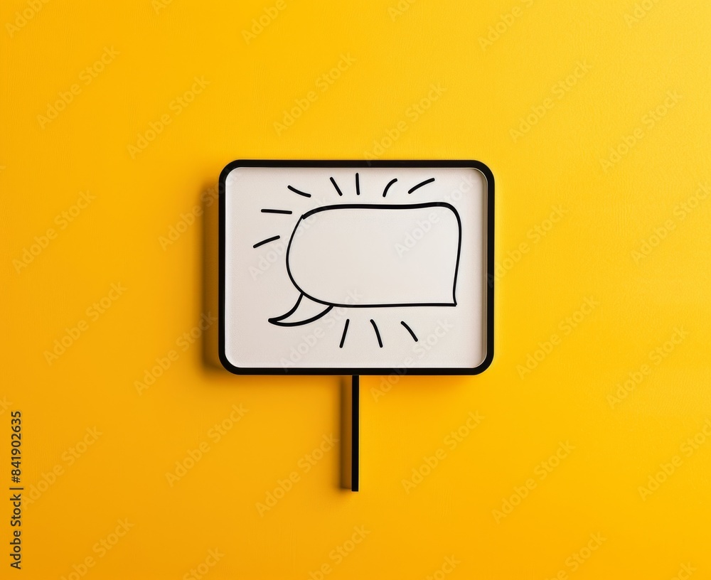 Aufkleber speech bubble icon with ellipsis on yellow background symbolizing communication and waiting