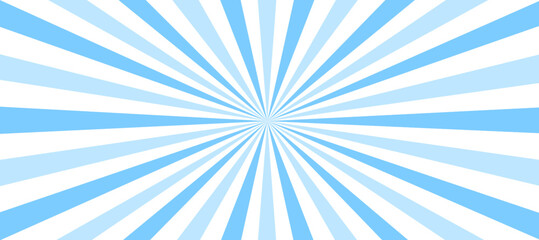 Blue and white sunburst background with rays