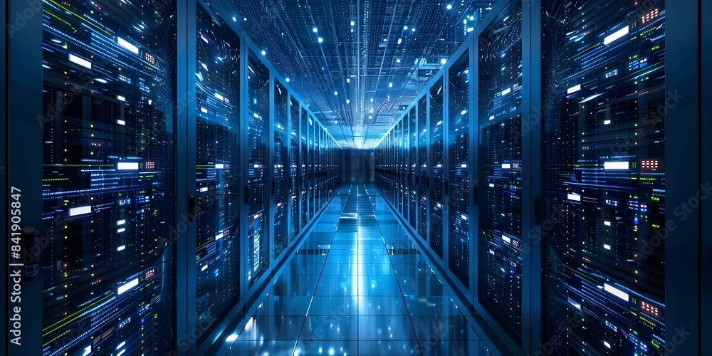 Poster technology background with server room data storage network concept. concept technology background, 