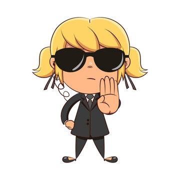 recommend clip art: Bodyguard girl hand stop sign gesture