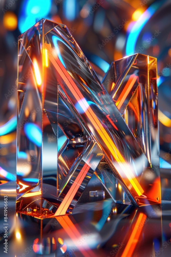 Poster a detailed view of a crystal object sitting on a table, suitable for use in editorial or commercial 