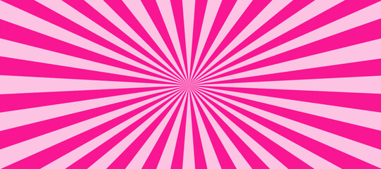 Pink sunburst background with rays