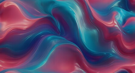 Fototapeta premium Seamless 80s holographic pink and blue frosted molten plastic jelly waves background texture. Trendy iridescent abstract neon webpunk or vaporwave aesthetic surreal wavy marble pattern