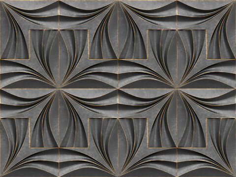 Elegant 3D wallpaper with symmetrical heart flower design