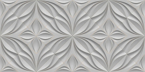 Elegant 3D heart flower wallpaper in soothing gray tones