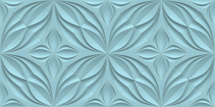 Elegant heart-shaped floral 3D wallpaper in soft blue