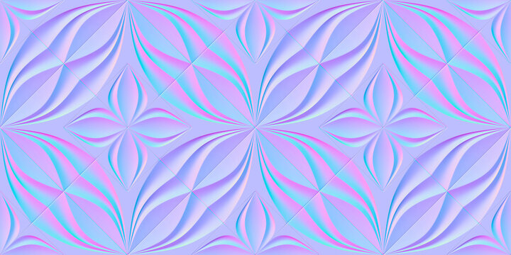 Seamless 3D wallpaper with vibrant heart-shaped floral pattern