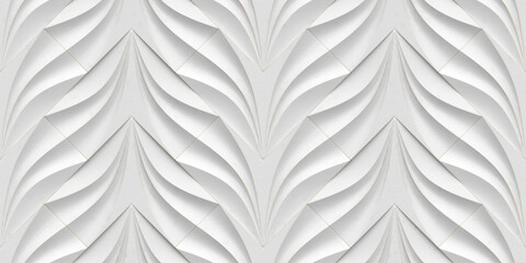 Seamless 3D white leaf pattern texture, perfect for backgrounds
