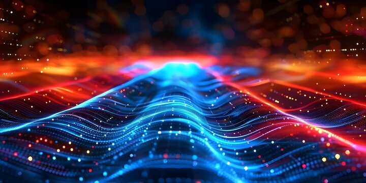 Abstract grid background representing quantum computing system and global data connections. Concept Quantum Computing, Global Data Connections, Abstract Grid Background