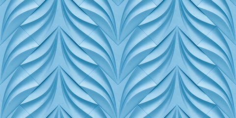 Seamless geometric pattern with a soft blue Hart Flower theme