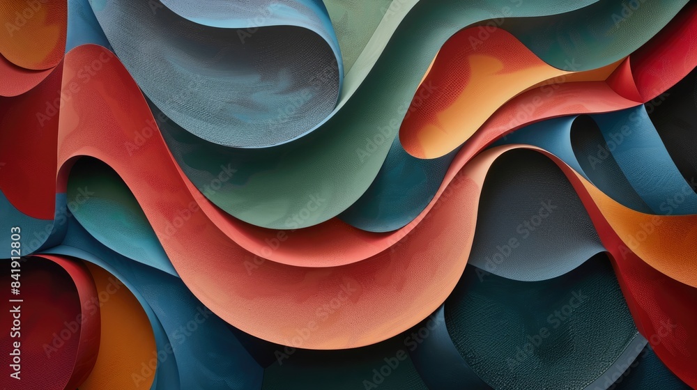 Poster artistic representation of smooth curved lines and shapes on a painted surface