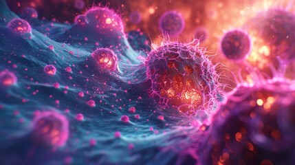 A digital artwork representing the concept of targeted cancer therapy, with drugs designed to specifically inhibit molecular pathways in cancer cells.