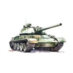 Watercolor of Armored Tank in Vibrant Pastel Colors