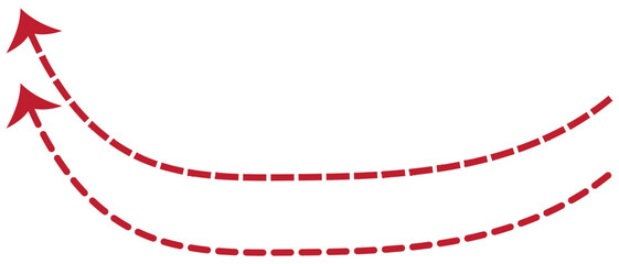 Curved dotted arrow. Zigzag arrow stripes design with dotted lines. Dashed line arrow. hand drawn dashed arrow. Doodle, sketch style. isolated on white background. Vector illustration.