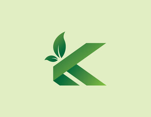 Letter K with leaf ,agricultural logo