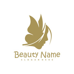 Vector logo design for beauty salon with Butterfly, hair salon, cosmetic