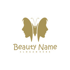 Vector logo design for beauty salon with Butterfly, hair salon, cosmetic