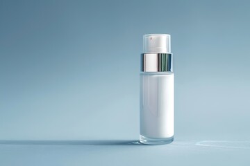 4K photo of a cosmetic bottle on a solid color background, with an area for logos or letters