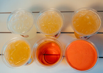 colorful juice glasses fruit 