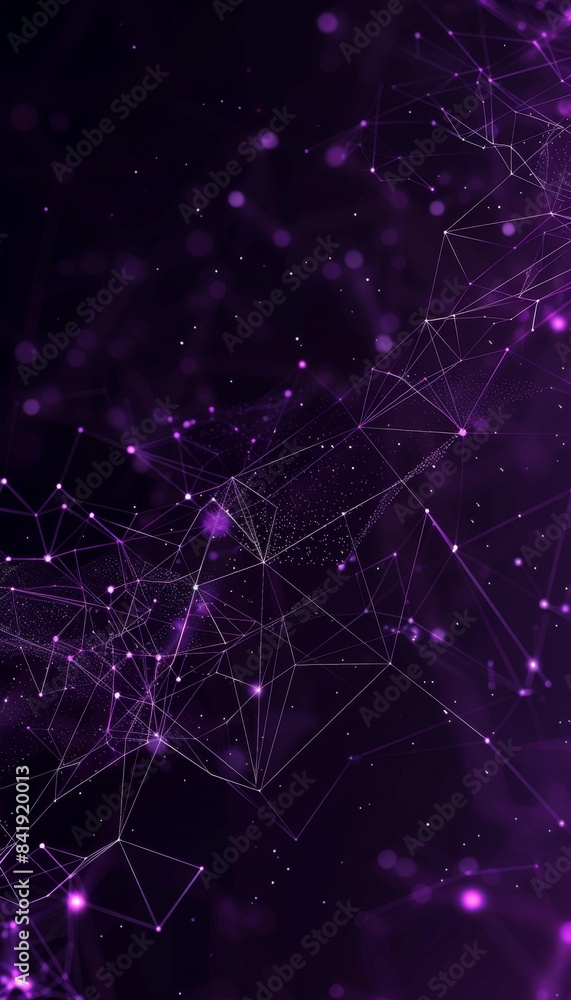 Poster abstract background with dark purple tones and connecting lines forming complex patterns