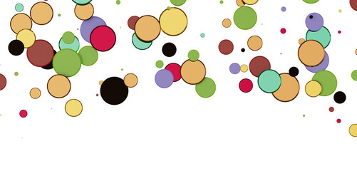  Colorful assorted confetti with serpentine on white