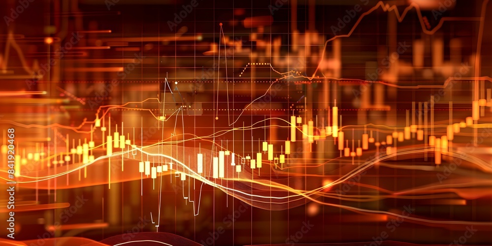 Poster analysis of stock market candlestick chart indicating bullish and bearish trader behavior. concept b