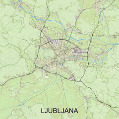 Ljubljana, Slovenia map poster art