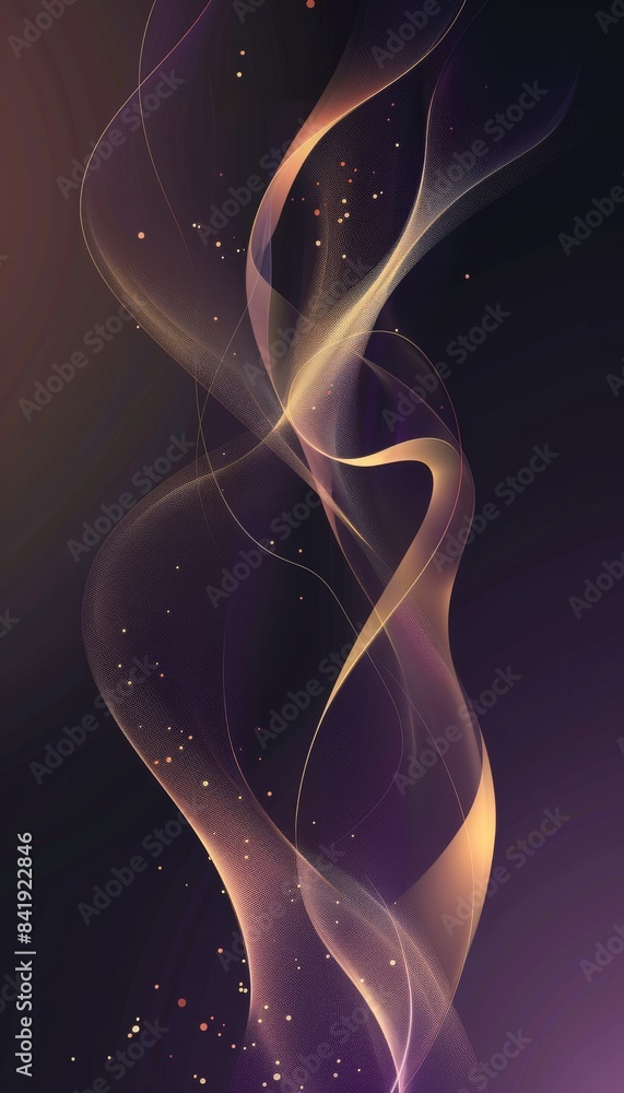 Poster elegant abstract design featuring fluid lines and gradient textures in dark purple hues